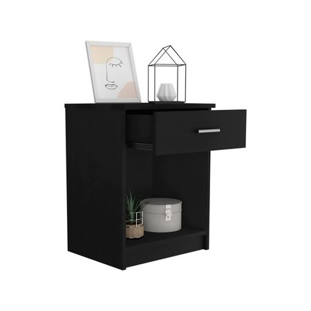 Tuhome Eco Nightstand, Superior Top, One Drawer, Lower Shelf, Black MLW6733